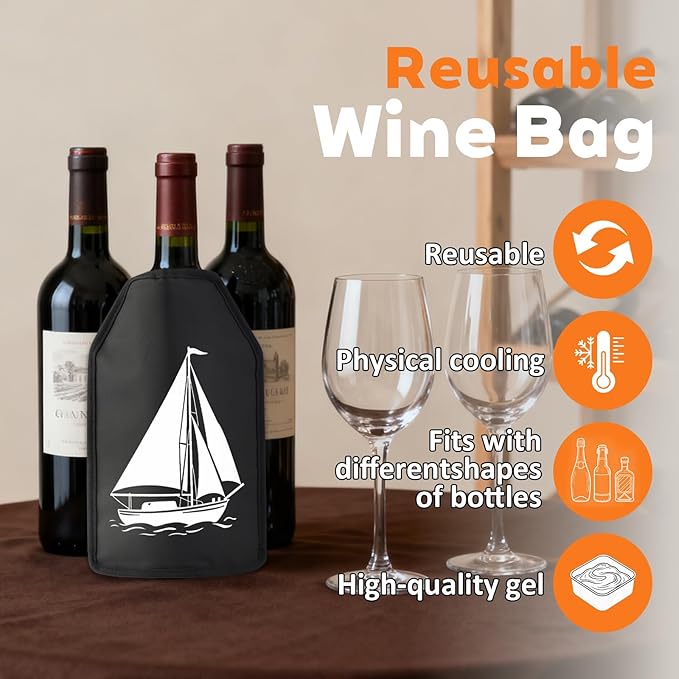 Universal Wine Chiller Sleeve for All Bottles - Rapidly Cools & Keeps Wine, Champagne & Beer Ice-Cold in Minutes - Portable No-Mess Gel Cooler for Picnics & Parties