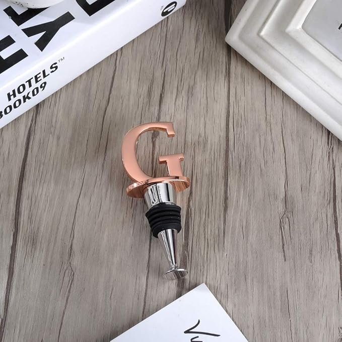 Miicol Prosecco Stopper - Personalised Champagne Stopper in Rose Gold - Wine Lovers Gift with Monogram Letter G
