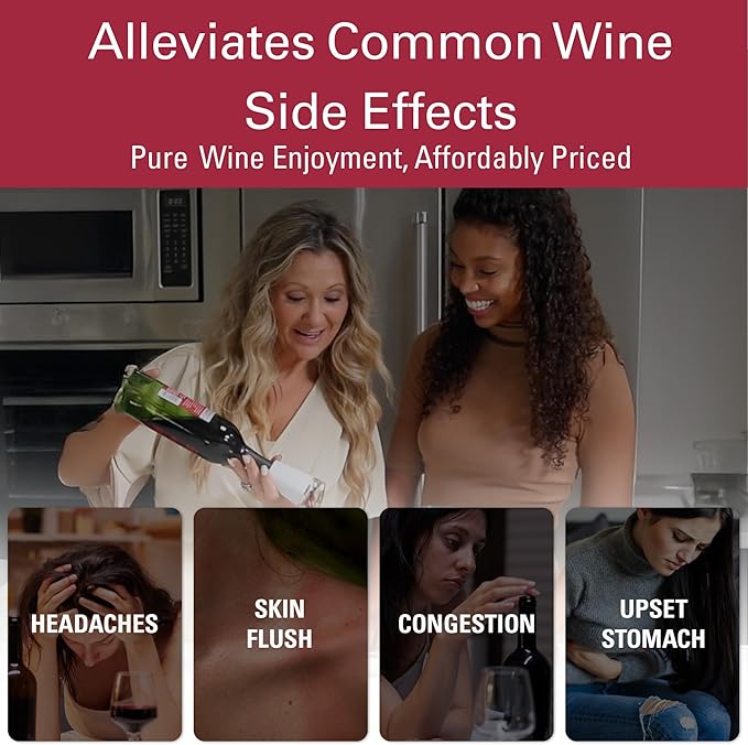 PureWine Phoenix Wine Aerator Pourer Spout - Removes Histamines & Sulfites as You Pour, Red & White Wine Purifier Filter, Helps Allergies & Headaches, Restores Oxidized Bottles- Starter Kit, White