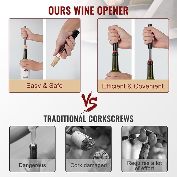Wine Air Pressure Pump Bottle Opener,Efficient Corkscrew Bottle Opener,Easy Screw Out Tool,Portable Pocket Bottle Opener Great For Wine Lovers,Perfect Wine Gift. (red-1pcs)