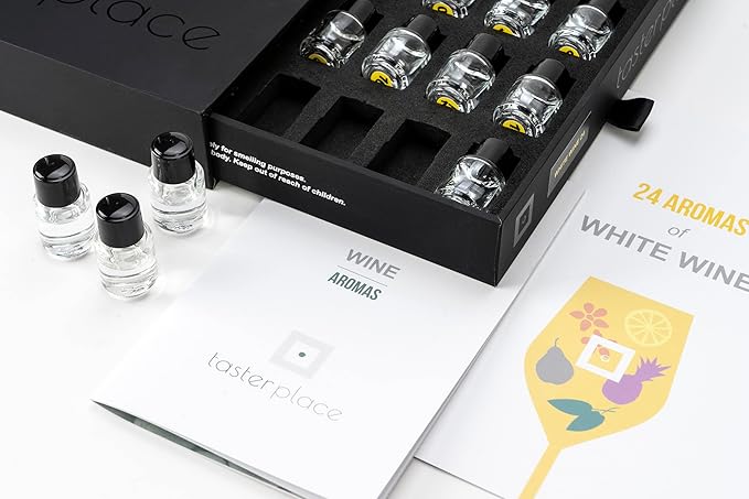 24 White Wine Aromas - TASTERPLACE AROMA SET - English language - for sommeliers and wine lovers - train your nose - tasting tool…