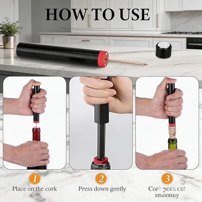 Aeropop Wine Opener, Loritia Arropop Wine Opener, Aero Pop Wines Openers, Needle Type Wines Bottle Openers, Travel Portable Pocket Air Pressure Pump Bottle Open (Golden+Red)
