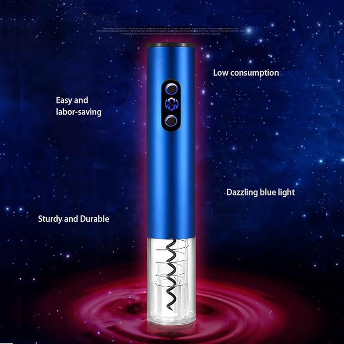 Electric Wine Opener, Battery Operated Wine Bottle Openers One-click Button Reusable Automatic Wine Corkscrew Remover for Wine Lovers Gift Home Kitchen Party Bar Wedding,Blue