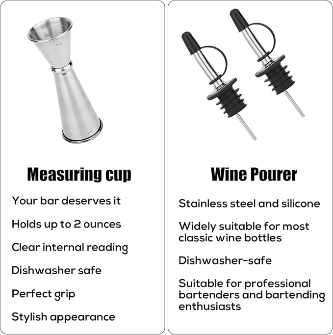 Double Cocktail Jigger for Bartending 2oz 1oz with 2 Pourers Spout Lids, Japanese Bar Stainless Steel Drink Shot Measurer with Measurements Inside, Liquor Alcohol Measuring Cup for Bartender Accessory