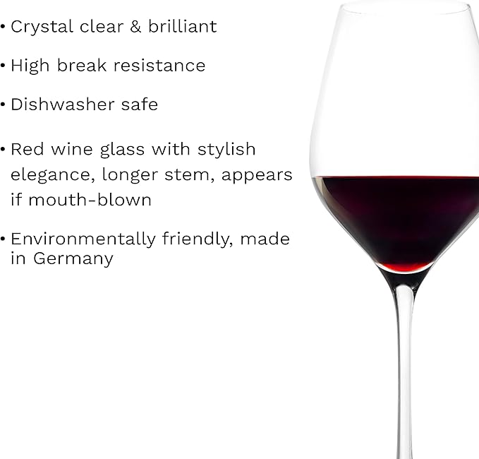 Stölzle Lausitz Red Wine Glasses Exquisit Royal Set of 6, 16 1/4 oz – Premium Crystal Glasses for Red Wine – Elegant Red Wine Goblets for Maximum Aroma – Dishwasher & Shock Resistant