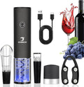 SANMAS Rechargeable Electric Wine Bottle Opener Set - Automatic Corkscrew with Foil Cutter, Wine Stopper & Aerator Pourer - Ideal Gift for Wine Lovers