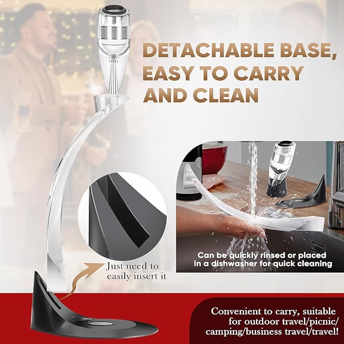 D&Slifei Deluxe Wine Aerator Pourer with Tower Stand and Filter, Unique Aeration Device, Quickly Enhances Wine Flavour with Smoother Finish, Ideal Gifts for Wine Lovers