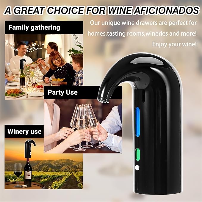 Electric Wine Aerator Pourer Spout - Automatic Wine Pourer with One Touch Button Control - Rechargeable Wine Decanter, Wine Accessories Gifts for Wine Lovers