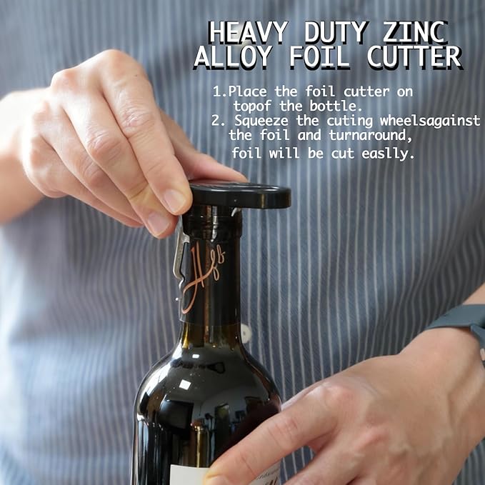 Vertical Corkscrew Wine Opener, One-Pull Manual Lever Bottle Opener with Foil Cutter, Red Easy Cork Remover for Home Bar, Parties, Gifts