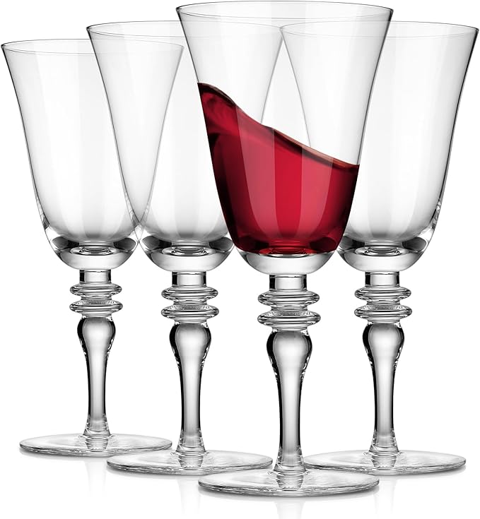 Royalrose Premium Delight 14.2 oz Vintage Red Wine Glasses Set of 4, Goblets Glasses for Wine, Cocktails, Sparkling Water, Elegant Drinkware for Entertaining or Daily Use (Vintage Wine Glasses)