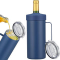 MAXSO 42oz Wine Chiller Iceless Cooler Tumbler - Gift for Wine Lovers, 2-IN-1 Stainless Steel Vacuum Insulated Bucket Portable Mug Cup Wine Accessory Keep Cold, Fit Most 750ml Wine & Champagnes, Blue