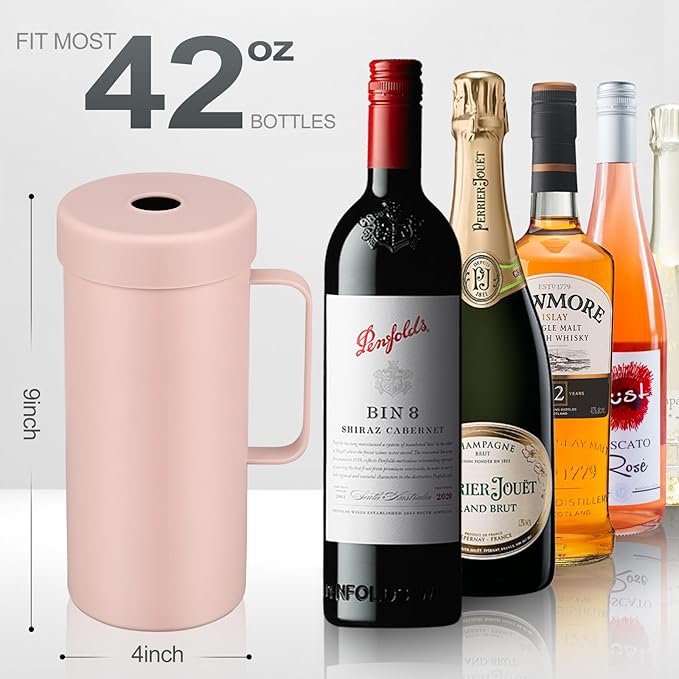 Wine Bottle Chiller with Handle | Portable Rapid Cooling Champagne Insulator | Stainless Steel Wine Cooler Sleeve | Ideal Gift for Wine Lover | | Perfect for Dinner Parties & Outdoor Picnics