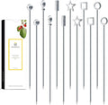 Homestia Geometric Cocktail Picks, 12PCS Stainless Steel Modern Martini Picks 4.3 Inch, Assorted Shapes Drink Skewers for Cocktails, Olives, Appetizers, Bar Accessories