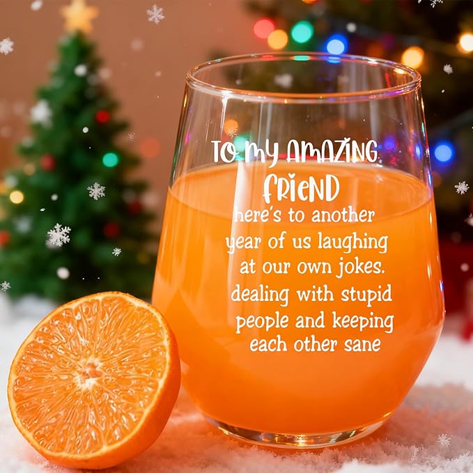 Best Friend Birthday Gifts for Women,Funny Friendship Gifts for Friend,Gift for Friends,Sister,Bestie,Coworker 15 Oz Wine Glass