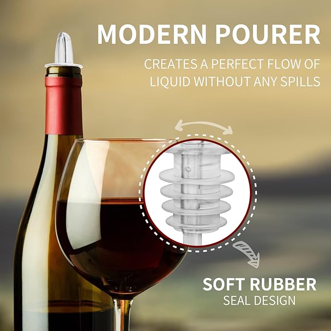Plastic Liquor Bottle Pourers Black- 12 Pack Classic Bottle Pourers for Alcohol, Leak-Proof, Dishwasher-Safe Pour Spouts for Liquor Bottles (Clear)