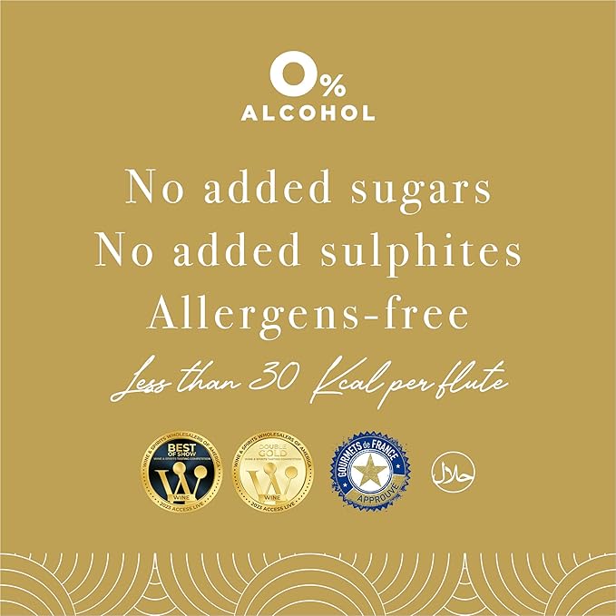 So Jennie Paris Non-Alcoholic Blanc Dry Sparkling Champagne Alternative - Certified Halal, Low Calorie, Sulfite Free - No Preservatives, No Added Sugar (750ml, 1 Bottle)