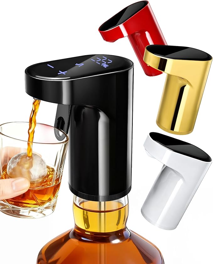 Fathers Day Gift | World Cup Viewing Party Supplies,Electric Whiskey & Cocktail Dispenser-Smart Pouring, Adjustable 1‑999ml Dosing, Rechargeable Battery, Ideal for Home Bars & Enthusiasts (Black)