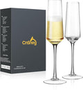Crystal Champagne Flutes Glass Set of 2, Hand Blown Champagne Glasses 7OZ with Long Stem, Premium Elegant Flutes for Prosecco, Sparkling Wine, Mimosas, Wedding, Christmas