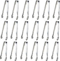 18PCS Mini Tongs for Appetizers, 5Inch Serving Tongs, Ice Tong Appetizer Tong, Small Tongs for Serving Food, Kitchen Utensils for Sugar Cubes, Coffee, Charcuterie Board (Silver-18pcs)
