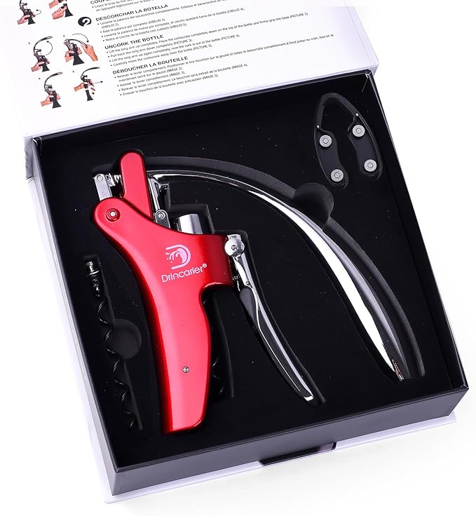 Wine Opener Compact Vertical Corkscrew Wine Bottle Opener with Built-in Foil Cutter