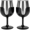 Camco Life is Better at The Campsite Wine Tumbler | Heavy Duty Double Wall Vacuum Insulation | Crafted of 18/8 Stainless Steel | Features Removable Black Stems | 2-Pk, 8-oz/Each (53485)