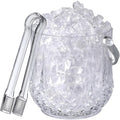 Operitacx Small Plastic Ice Bucket with Tongs and Handle Clear Portable Ice Cube Bucket 5.11 Height for Wine Beer Beverage Cooler and Party Use