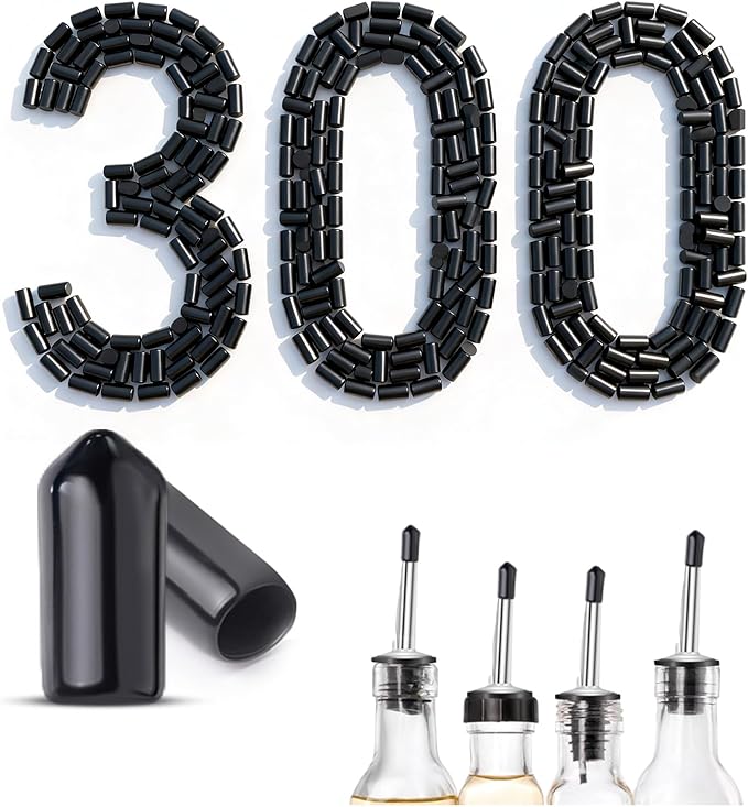 300PCS Pourers Dust Covers, Rubber Liquor Bottle Spout Caps, Olive Oil Wine Pour Spout Covers for Bar, Kitchen, Restaurants