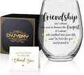DYJYBMY Friendship Isn't About Who You've Known The Longest Stemless Wine Glass With Gifts Box, Friendship Wine Tumbler, Housewarming Parting Gifts For Long Distance Friend Confidant Bestie