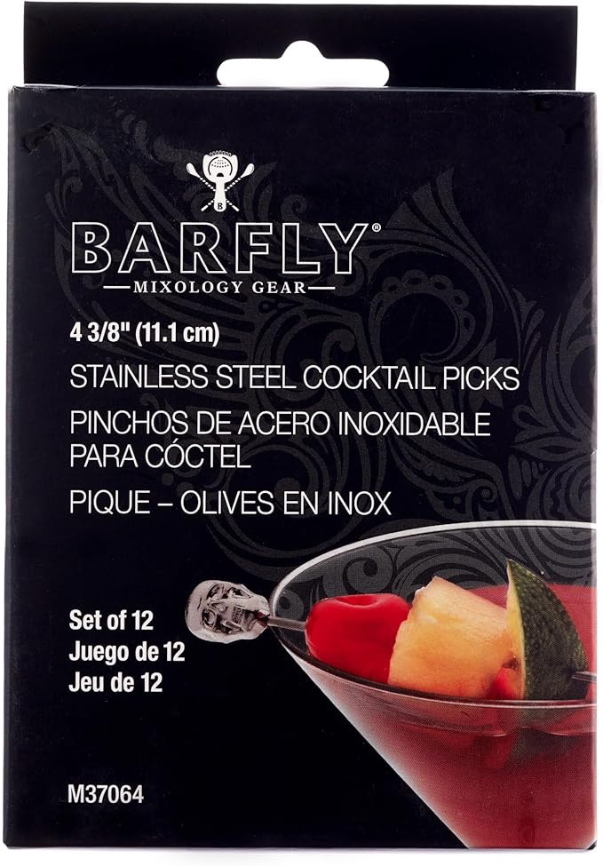 Barfly Cocktail Picks, Skull Top, Stainless