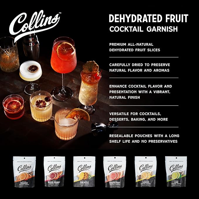 Collins Dehydrated Lime Cocktail Garnish Slices, 1.3 oz, Ideal for Margaritas, Mojitos, Mocktails, Desserts & More – Premium Drink & Food Garnish – 1.3 oz