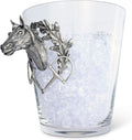 Vagabond House Handblown Glass Ice/Wine/Bucket with Solid Handcraft Pewter Horse Head Equestrian Handles 11 inch Tall