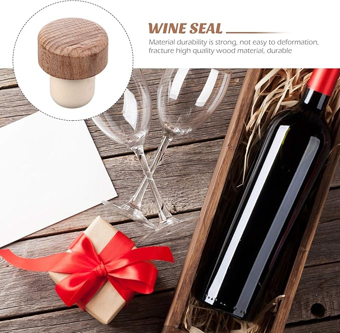 Wooden Wine Bottle Stopper 6Pcs T-shaped Stopper Cork Wine Stopper Bottle Stoppers Reusable Wine Bottle Stopper Wine Sealing Plug Bottle Cap for Wine Beer Bottles DIY Craft