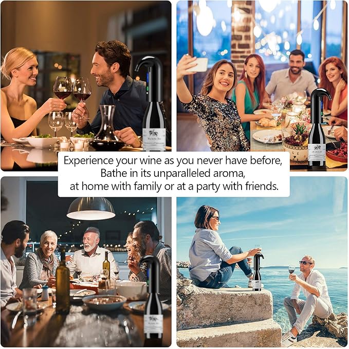 Fathers Day Gift Electric Wine Aerator & Automatic Wine Dispenser – 1-Button Instant Aeration, Decanter Wine Pourer for Red & White Wine, USB Rechargeable Wine Accessories – Best Wine Gift for Men