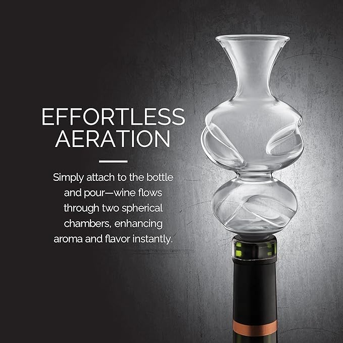 Final Touch Conundrum Bottle Wine Aerator - Instant Oxygenation, Multi-Stage Aeration System, Enhances Flavor & Aroma, No Wait Decanting, Ideal for Wine Tasting (WA80)
