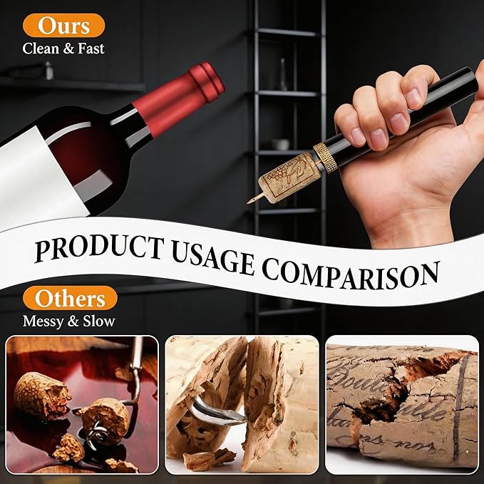 Aeropop Wine Opener, Loritia Arropop Wine Opener, Aero Pop Wines Openers, Needle Type Wines Bottle Openers, Travel Portable Pocket Air Pressure Pump Bottle Open (Golden+Red)