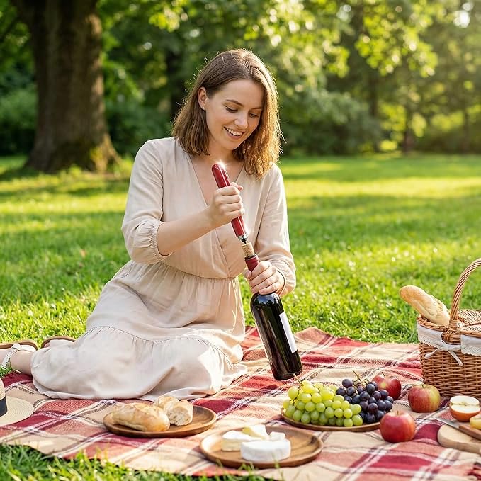Wine Bottle Opener, Air Pressure Wine Corkscrew With Cutting Wine Bottle Foil Knife, Effortlessly Open Wine Bottles Without Damaging Corks, Easy-to-Use(Black) (red)