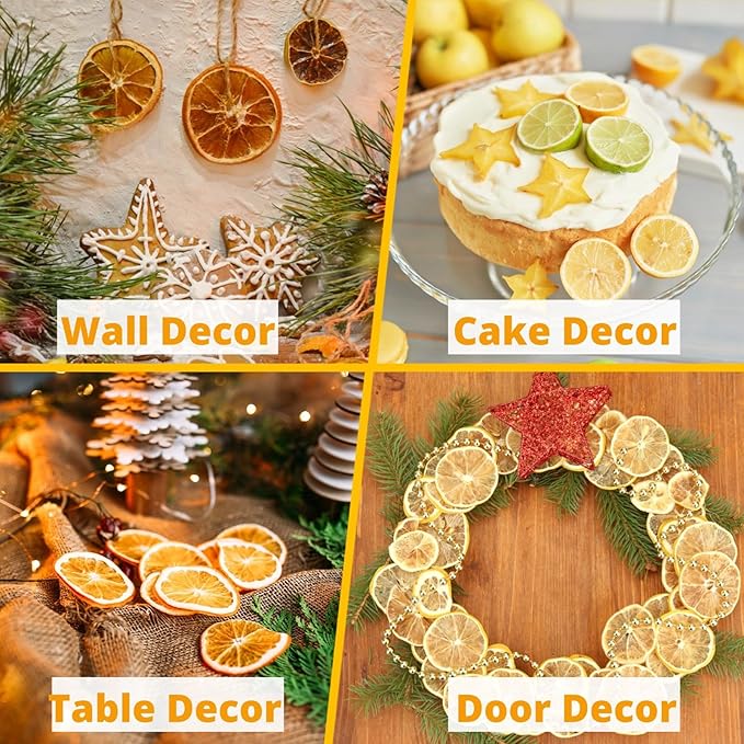 125+ Slices 9oz Dehydrated Fruit Cocktail Garnish Set, Dreid Orange & Lime, Freeze Dried Honey Lemon, 25 Pcs Drink Umbrellas Picks. Decor For Christmas Baking Party Diy