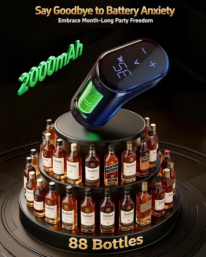 Fathers Day Gift | World Cup Viewing Party Supplies,Electric Whiskey & Cocktail Dispenser-Smart Pouring, Adjustable 1‑999ml Dosing, Rechargeable Battery, Ideal for Home Bars & Enthusiasts (Black)