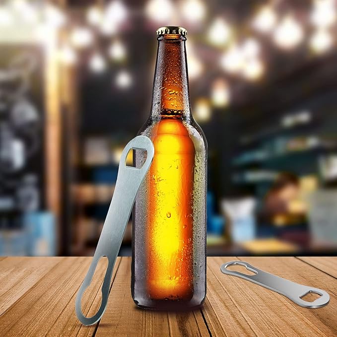 2 Pieces V Rod Bottle Opener and Pour Spout Remover Flat Metal Bar Speed Key Opener Stainless Steel Dog Bone Wine Bottle Opener for Bartenders Home Kitchen (Sliver)