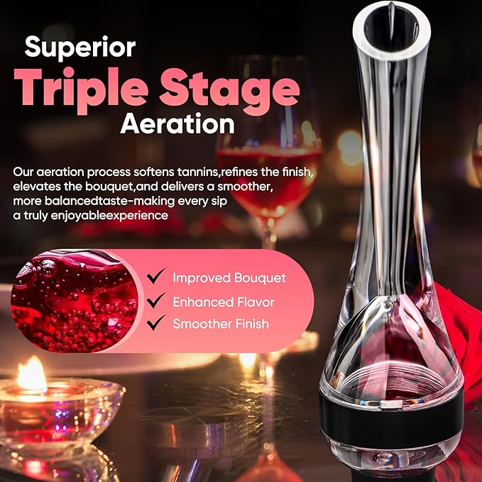 D&Slifei Wine Aerator Pourer - Premium Red Wine Decanter Spout, Instantly Enhances Wine Flavors with Smoother Finish, No Drip Wine Accessory, Ideal Gift for Wine Lovers
