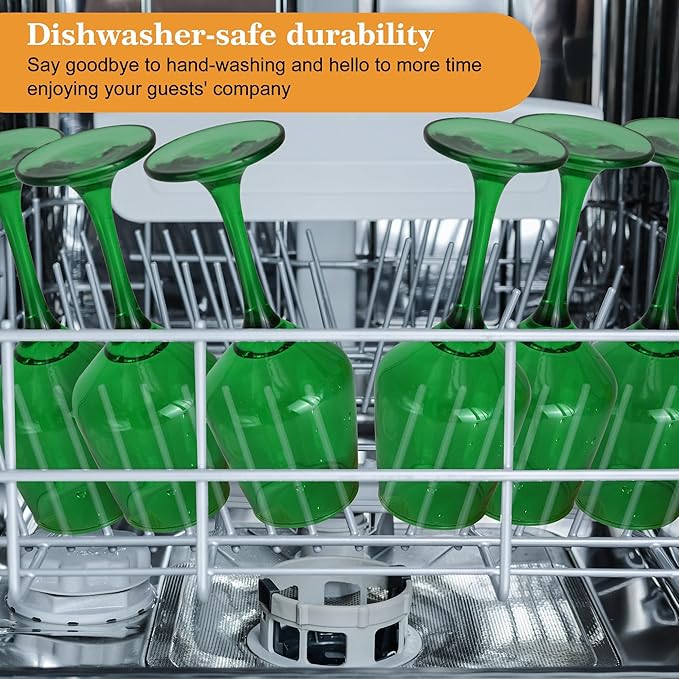 Green Wine Glasses Set of 6, 12oz Stemmed Glasses, Thick & Colored, Dishwasher Safe Stemware for Red or White, Gift for Party, Holiday, Anniversary, Restaurant, Home Bar, Daily Use