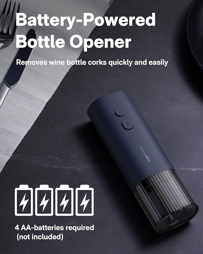 HOTO Electric Wine Opener, Automatic Bottle Opener with Foil Cutter, Uncorks 170+ Bottles, 10s Instant Opening, Battery Operated Corkscrew Wine Opener, Perfect Ideal for Wine Lover Wedding Party Home
