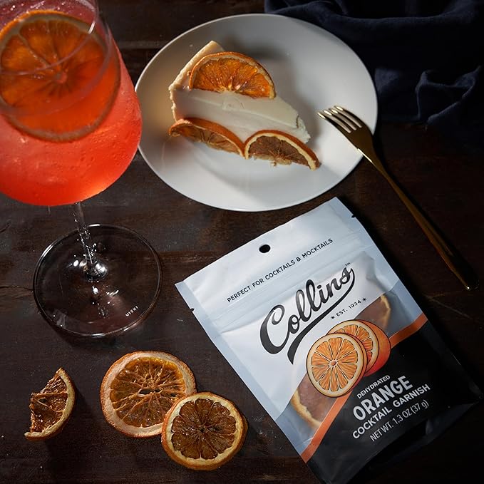 Collins Dehydrated Orange Cocktail Garnish Slices, 1.3 oz, Perfect for Old Fashioneds, Negronis, Mocktails & Desserts – Premium Drink & Food Garnish – 1.3 oz