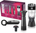 Innovine Red Wine Pro 4-Piece Wine Tool Gift Set – Adjustable Wine Aerator with Stand, Double-Hinged Corkscrew & Vacuum Wine Saver with Stopper – Complete Red Wine Opening, Aeration & Preservation Kit