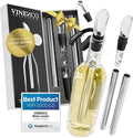 Wine Chiller Set & Chill Rods + Foil Cutter, Stopper, Ebook - Premium 7in1 Stainless Steel Bottle Cooler Stick, Decanting Aerator & Drip-Free Pourer | Bar Gift Men Women