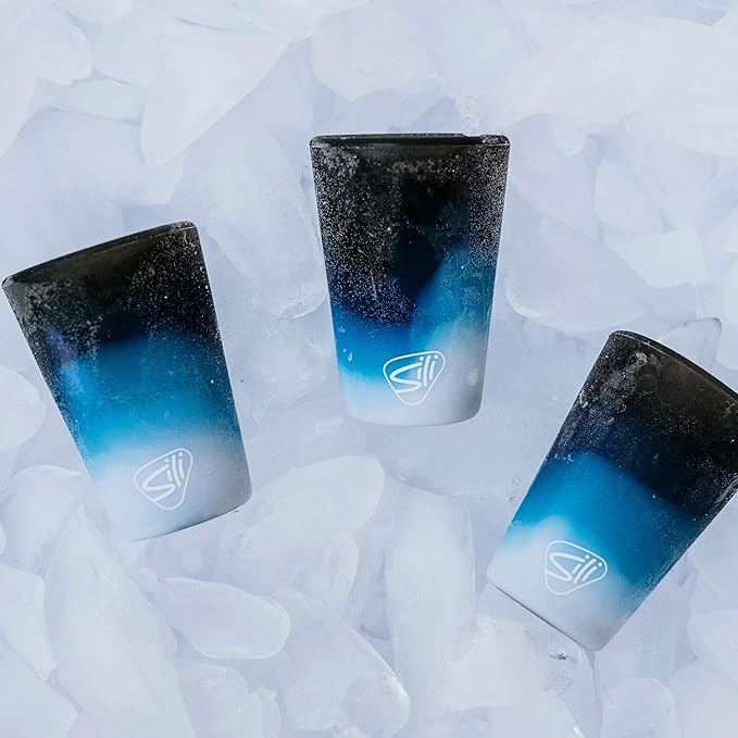 Silipint 1.5oz Silicone Shot Glasses – Pack of 2 Unbreakable, BPA-Free, Non-Toxic, Dishwasher & Freezer Safe Cups – Colored Shot Glasses for Cold Beverages, Cocktails, Travel, Party (Moon Beam)