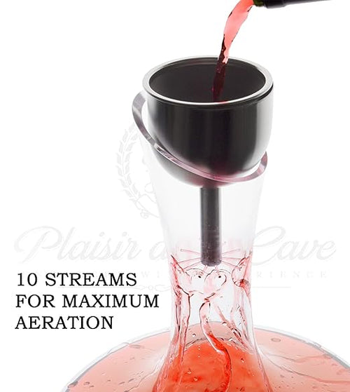 3in1 Steel Funnel with Strainer (Wine Shower + Aerator + Filter + Storage Stand) - Improves Wine & Clears Residues