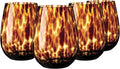 Joseph Sedgh Collection Tortoise Shell Stemless Wine & Water Glass Set of 4 – 16.91 oz Borosilicate Tumblers – Durable, Lead-Free, Dishwasher Safe – Gift Box Packaged