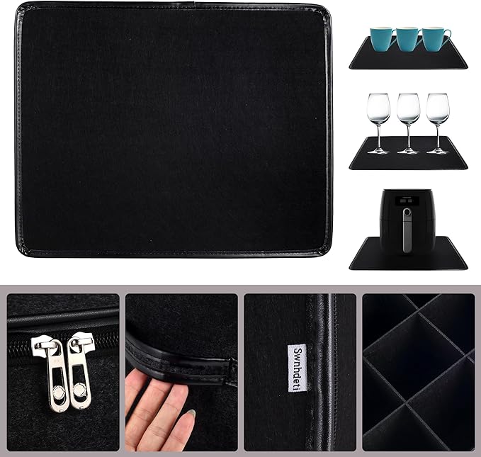 2 Pack Glass Storage Box with Dividers for Mugs & Glassware Coffee Cup Kit Stemware Storage Containers for Packing and Moving 12 Crystal Glassware, Wine Glasses, Drinkware (Black)