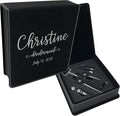 Personalized Leatherette 3 Piece Wine Tool Set (Black w/Silver)